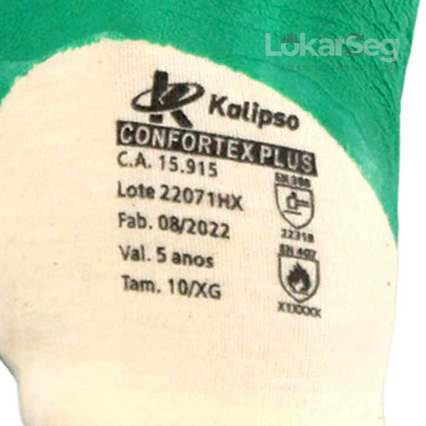 LUVA ALGOD&Atilde;O LATEX CORRUG CONFORTEX PLUS KALIPSO