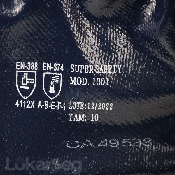 LUVA ALGOD&Atilde;O C/ REVESTIMENTO NITR&Iacute;LICO AZ  SUPER SAFETY 7 - CA 49538