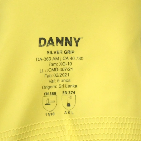 LUVA LÁTEX AMARELA VERNIZ SILVER DANNY P - CA 40730