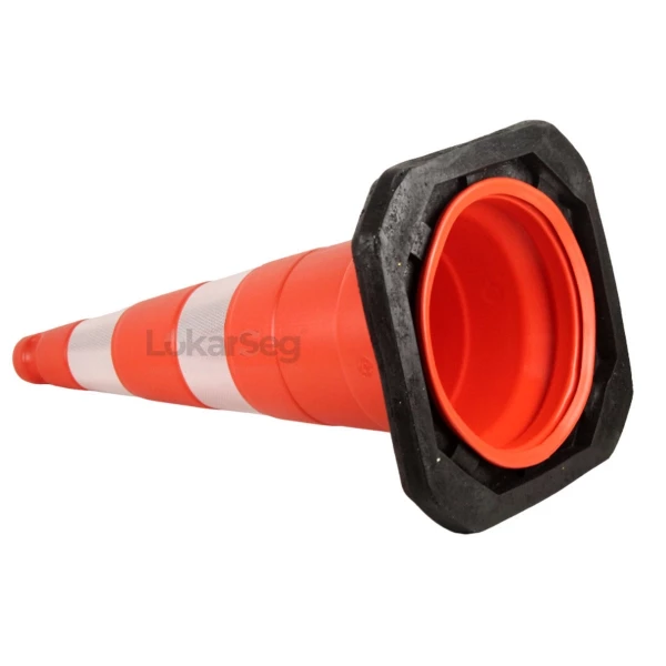 CONE PVC SEMIFLEXÍVEL LJ/BC 75CM C/ REFLETIVO BASE PRETA 3,9KG KTELI