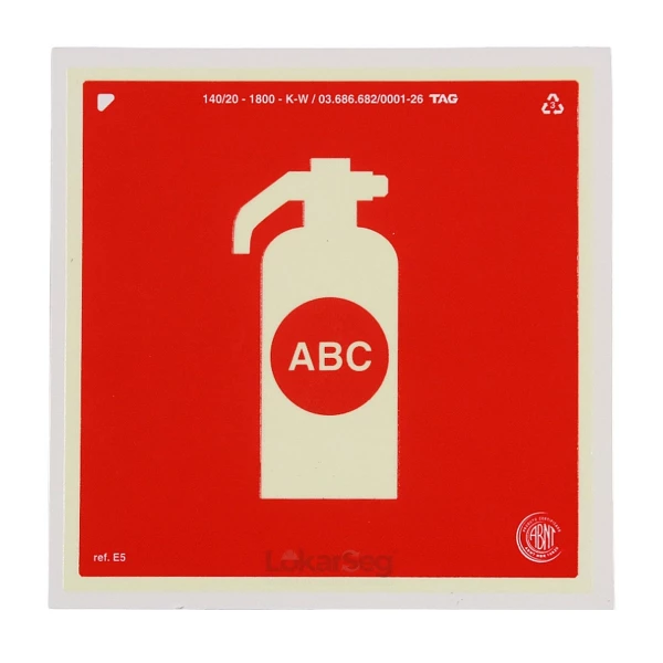 PLACA ABNT 20X20CM EXTINTOR ABC