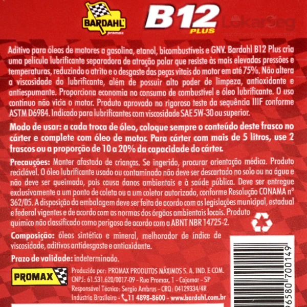 ADITIVO B12 PLUS BARDAHL