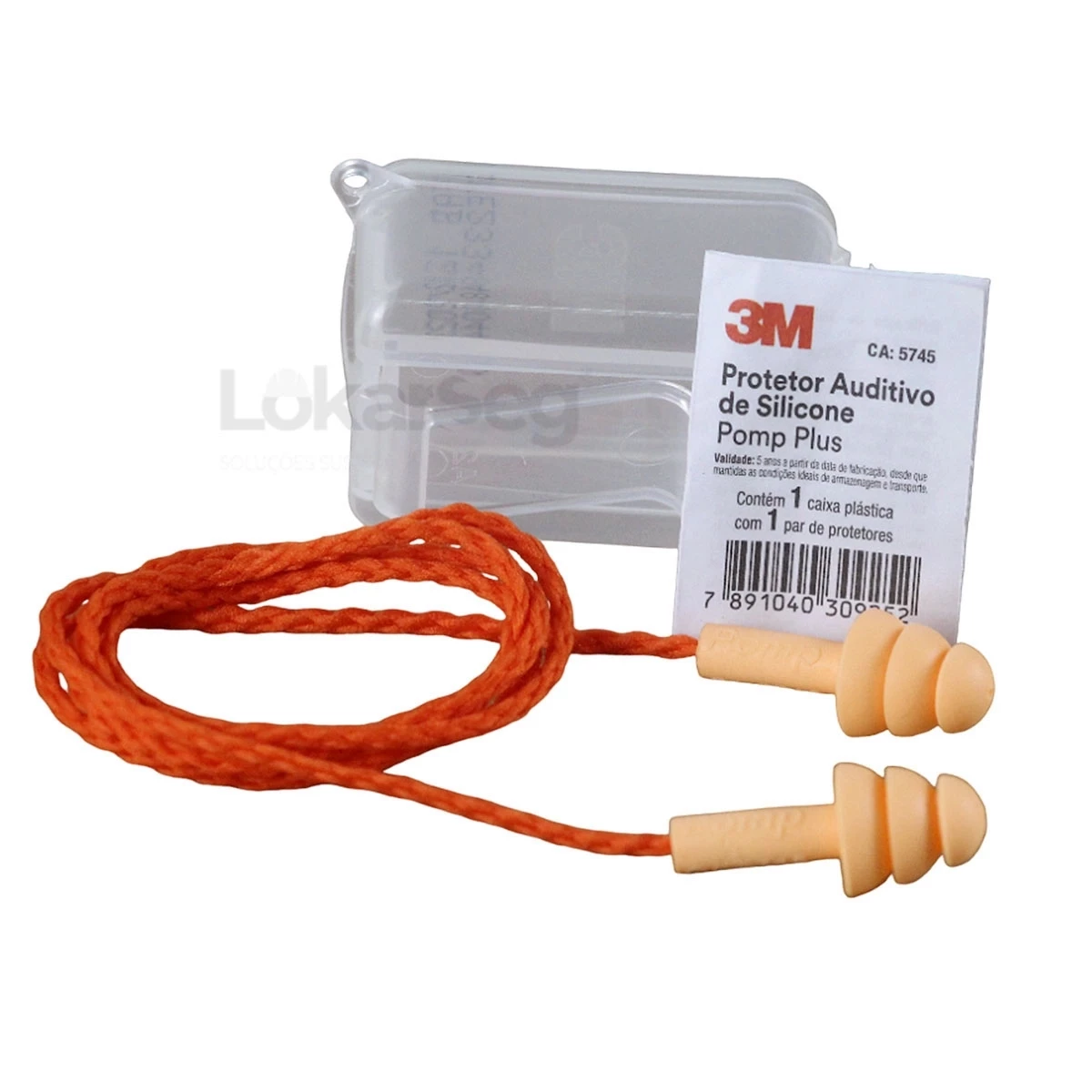 PROTETOR AUR&Iacute;CULAR DE SILICONE LARANJA COM CORD&Atilde;O DE TECIDO 19DB POMP PLUS 3M - CA 5745