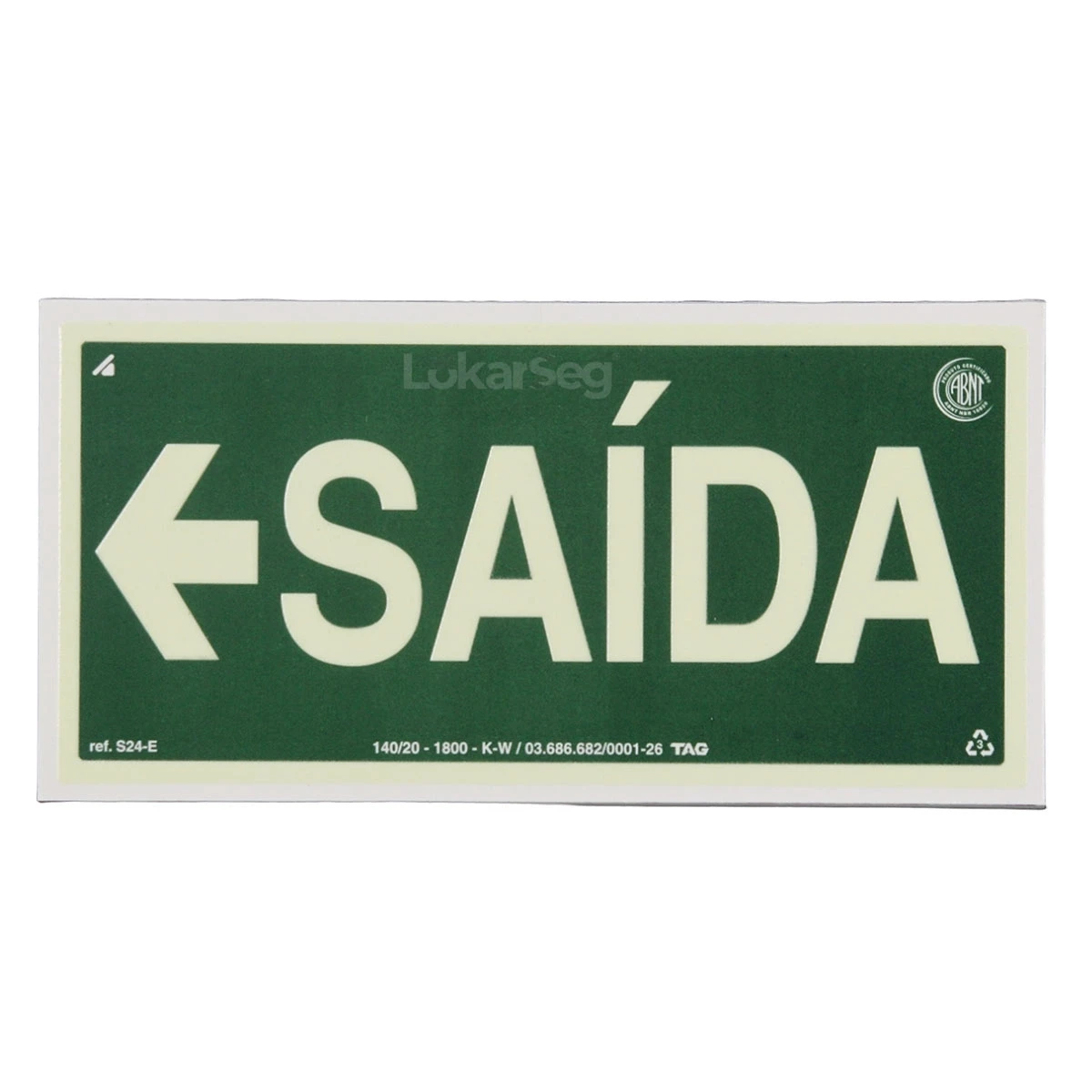PLACA ABNT 12X24CM ROTA DE FUGA - SA&Iacute;DA SETA ESQUERDA