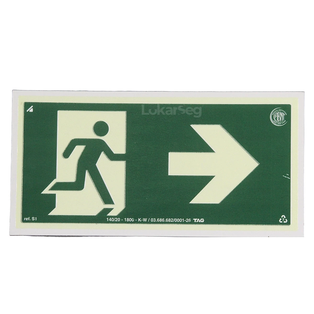 PLACA ABNT 15X30CM ROTA DE FUGA - SA&Iacute;DA SETA DIREITA