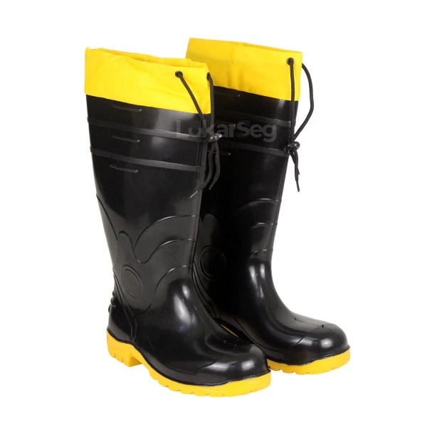 BOTA PVC CANO LONGO PRETA COM FORRO E POLAINA BRACOL  - CA 37455