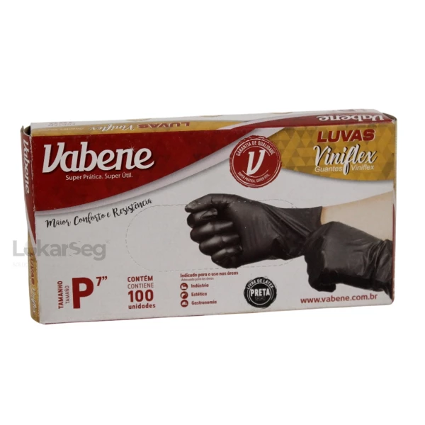 LUVA DESCARTÁVEL VINIFLEX PT S/ PÓ  VABENE 