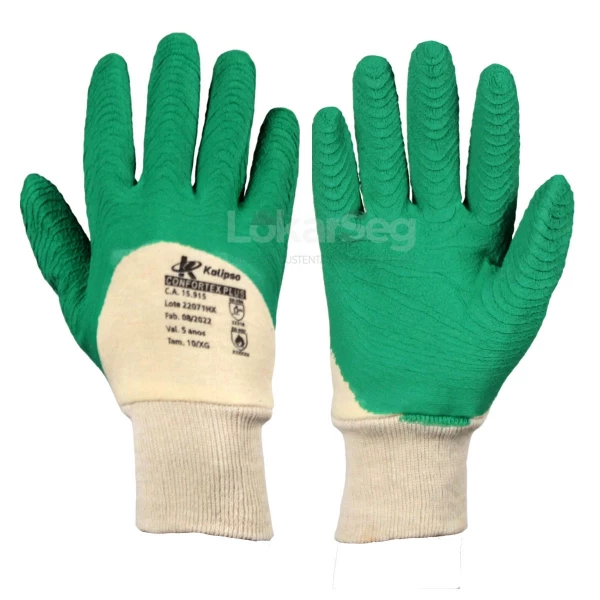 LUVA ALGOD&Atilde;O LATEX CORRUG CONFORTEX PLUS KALIPSO