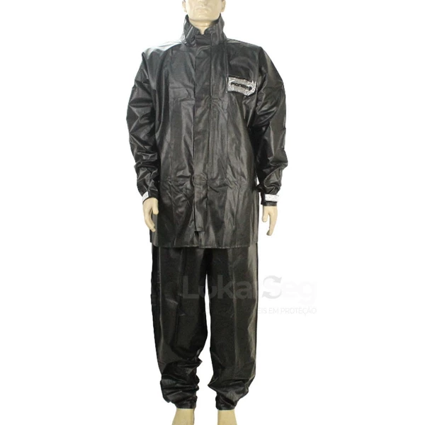 CONJUNTO PVC IMPERMEAVEL PRETO COM REFLETIVO  PIONEIRA/DELTA