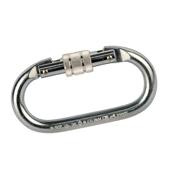 MOSQUETÃO EM AÇO OVAL TRAVA MANUAL 22/25KN BIGCOMPRA