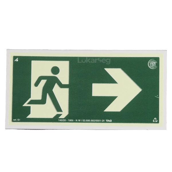PLACA ABNT 12X24CM ROTA DE FUGA - SAÍDA SETA DIREITA