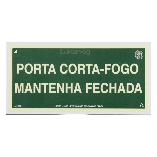 PLACA ABNT 12X24CM PORTA CORTA FOGO
