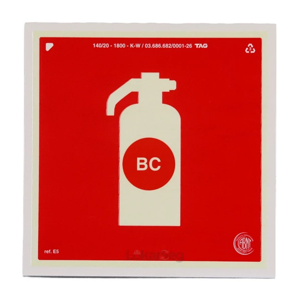 PLACA ABNT 20X20CM EXTINTOR BC