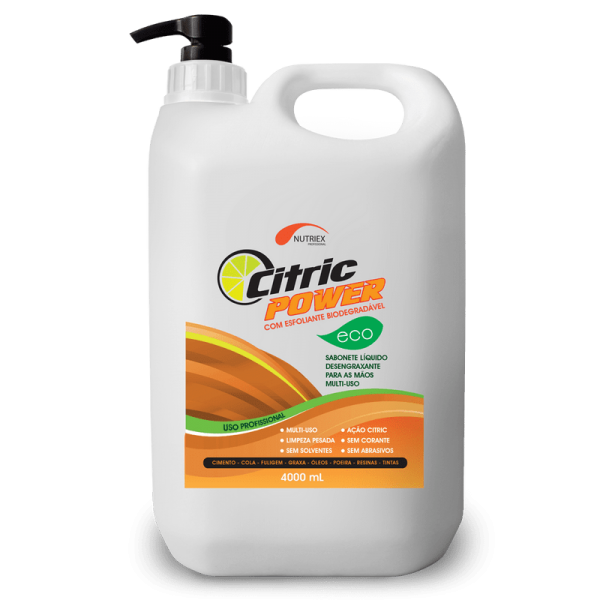 SABONETE LÍQUIDO DESENGORDURANTE COM ESFOLIANTE 4L CITRIC POWER ECO NUTRIEX