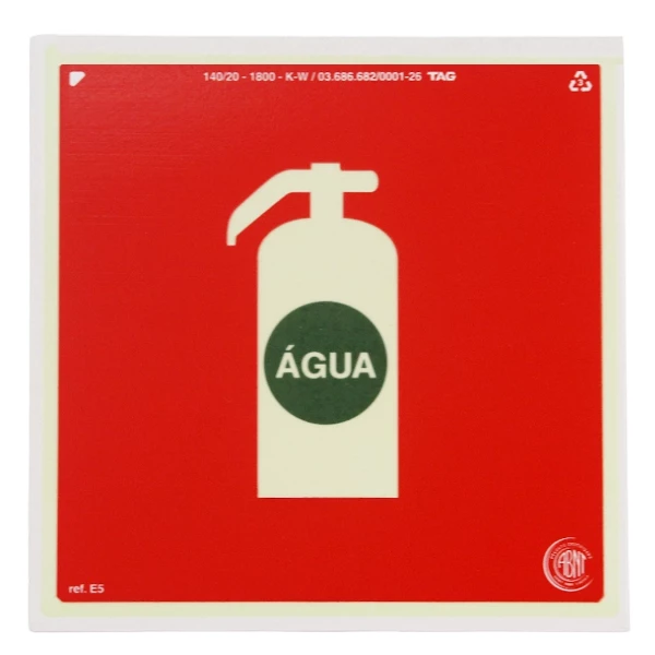 PLACA ABNT 20X20CM EXTINTOR ÁGUA