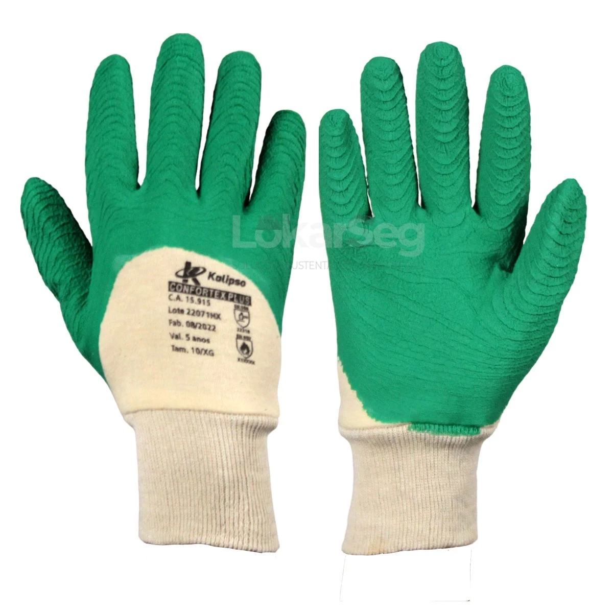 LUVA ALGOD&Atilde;O LATEX CORRUG CONFORTEX PLUS KALIPSO