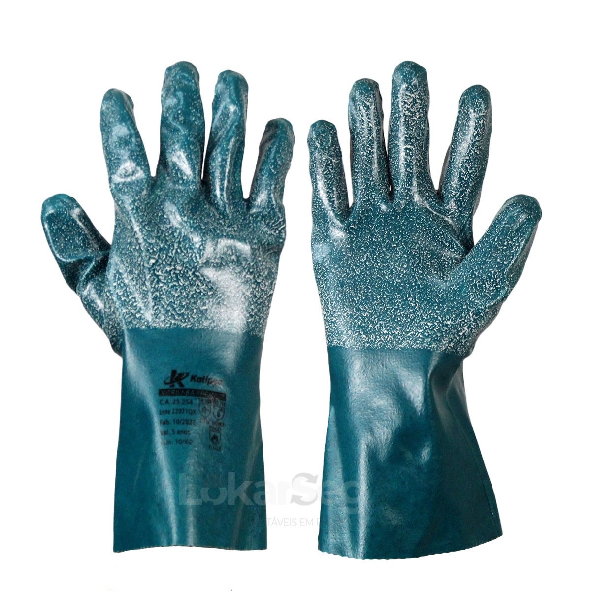 LUVA ALGODÃO C/ REVESTIMENTO NITRÍLICO AZ  SUPER SAFETY G - CA 49538