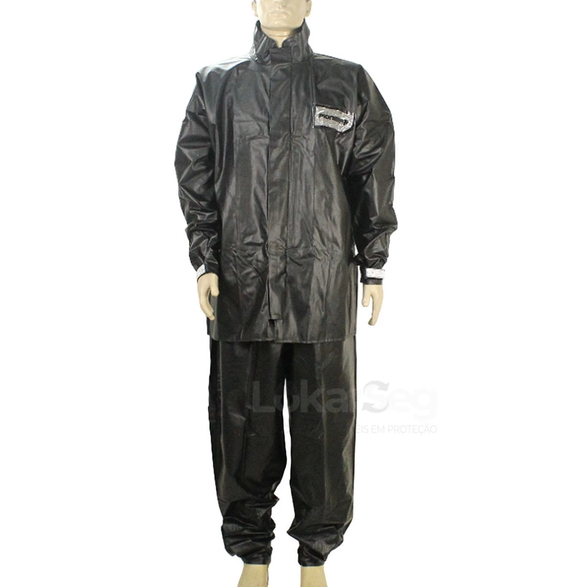 CONJUNTO PVC IMPERMEAVEL PRETO COM REFLETIVO  PIONEIRA/DELTA