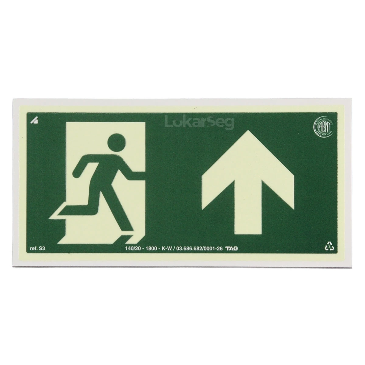 PLACA ABNT 15X30CM ROTA DE FUGA C/ BONECO - SETA P/ CIMA