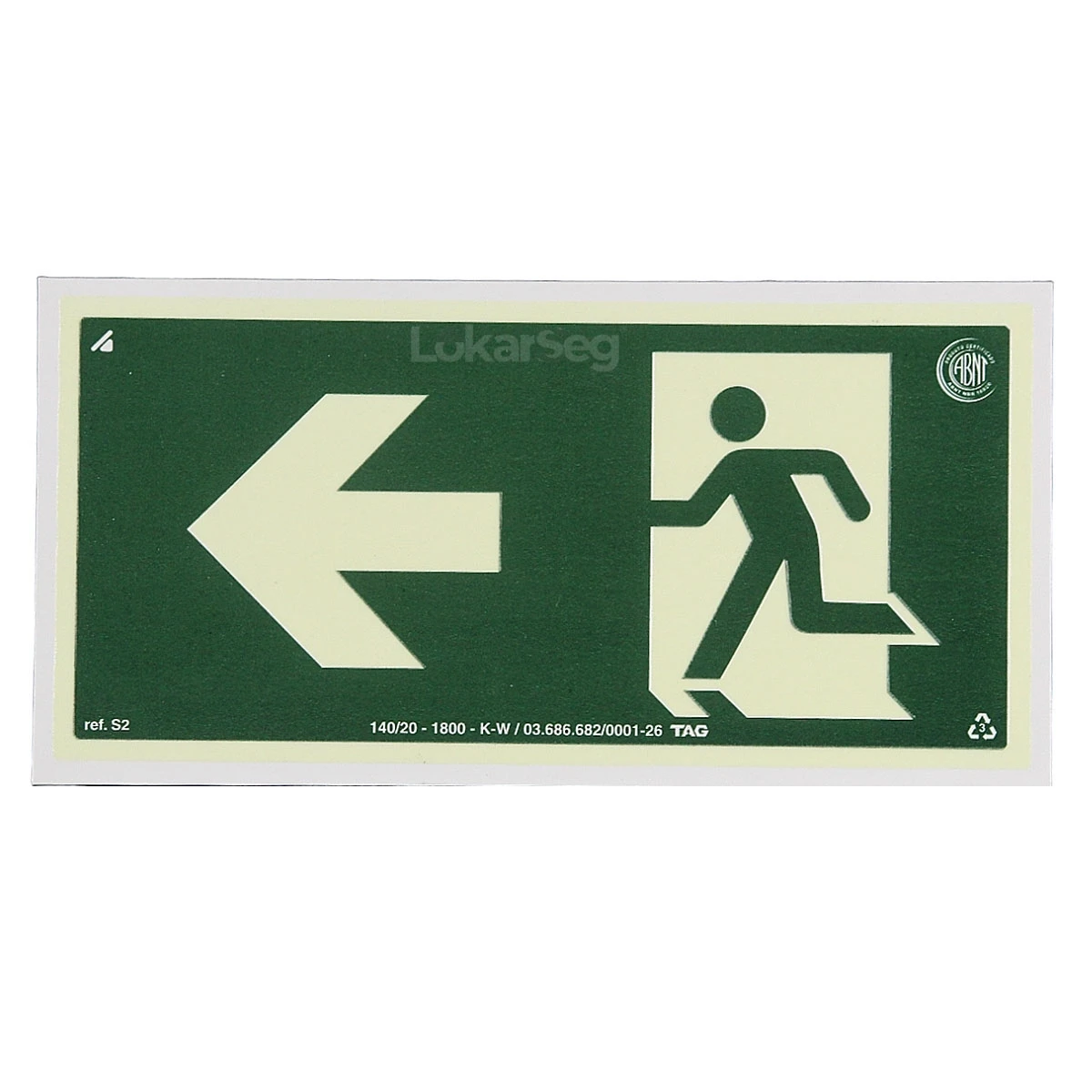 PLACA ABNT 15X30CM ROTA DE FUGA C/ BONECO - SETA ESQUERDA