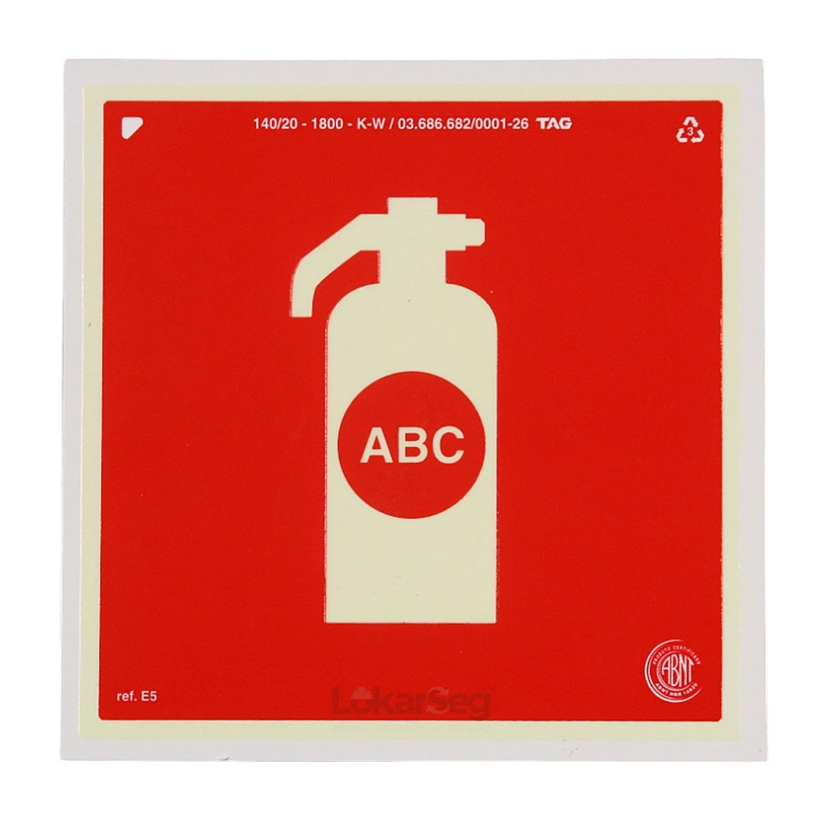PLACA ABNT 20X20CM EXTINTOR ABC