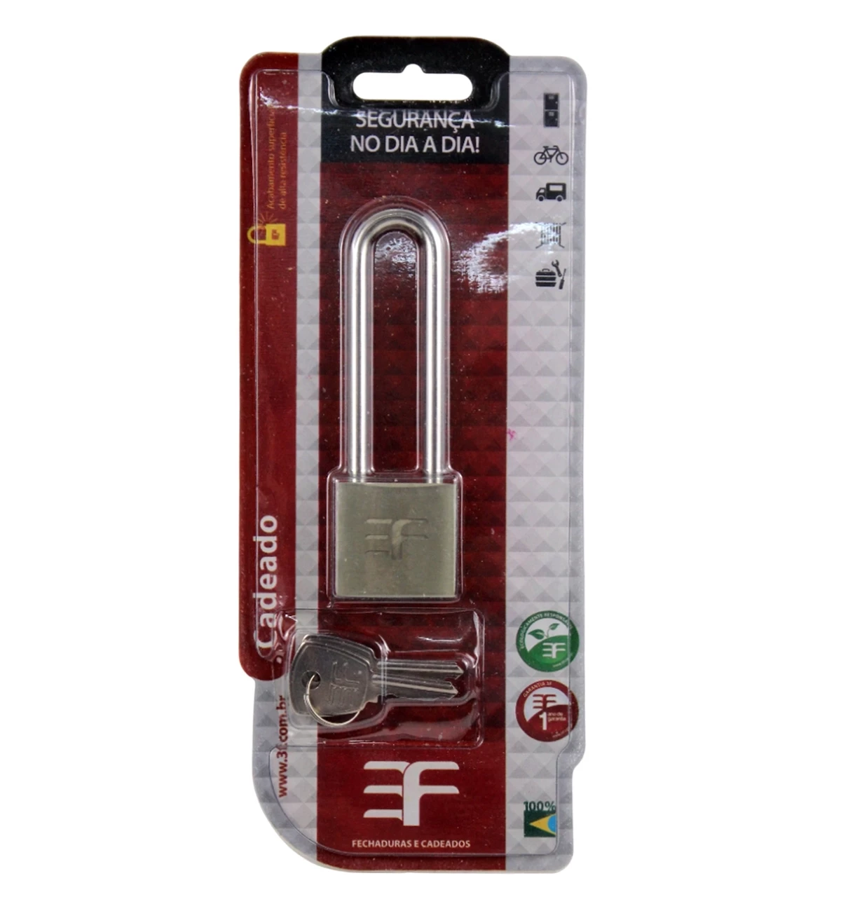 CADEADO LATÃO 30MM HASTE LONGA 3F
