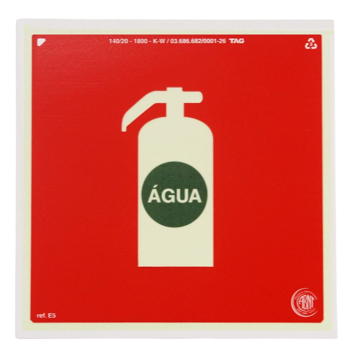 PLACA ABNT 20X20CM EXTINTOR ÁGUA